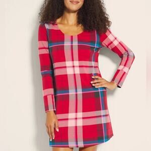 SOMA Embraceable Long Sleeve Sleepshirt Red Plaid Preppy Size Large